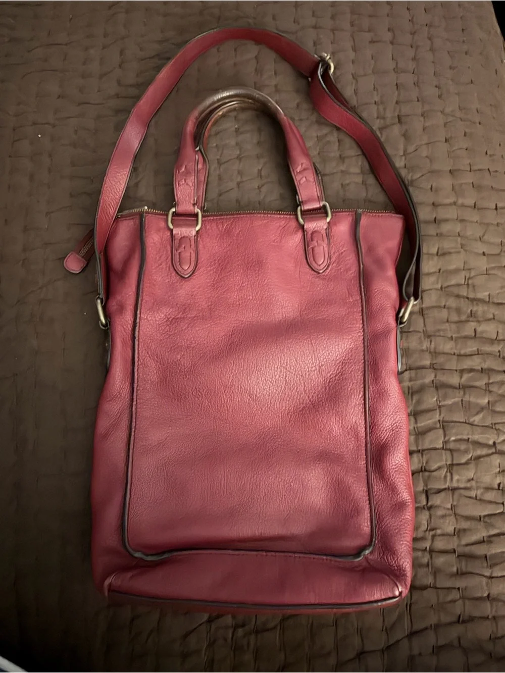 Marc New York Leather Burgundy Tote with Shoulder Strap
